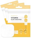 DERMAL Vitamin Toner Pad - Korean Toner Pad for Skin Glow & Vitality Improvement with Vitamin C - Vegan Pure Cotton Square Pads - Travel Kit 12 ea, 3 Pack (Total 36 ea)