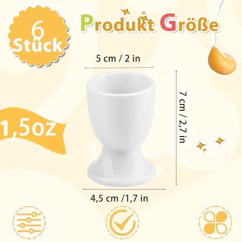 qhklew 6 Stück Eierbecher Keramik, Eierhalter Set, Eierbecher Porzellan, Tablett Frühstück Egg Cup Halter, Kleine Weinglasform, Eierbecher für Hart und Weichgekochten Eiern – Bild 4