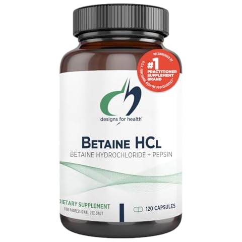 Designs for Health Betaine HCl with Pepsin - 750mg Betaine Hydrochloride + Protein Digestive Enzyme - Non-GMO Supplement to Support Digestive Function Cover