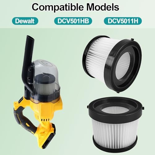 4-Pack DCV501HB/DCV5011H Vacuum Cleaner Filters & Ostrich Bristle Brush: Compatible with Dewalt 20V Cordless Handheld Vacuum Cleaner - H13 HEPA-Grade Filters Effectively Clean Fine Crevices and Hair - 5