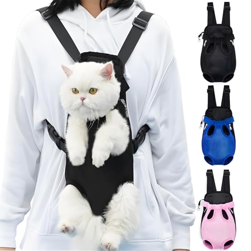 Pet Carrier Backpack, Adjustable Pet Front Carriers for Small Medium Dogs Cats 5-18 Lbs, Legs Out, Dog Cat Carrier Backpack for Hiking,Camping,Traveling,Cycling (Black,Large(Fit:10-18lb)) by Yehenarn - Used condition - US$14.63