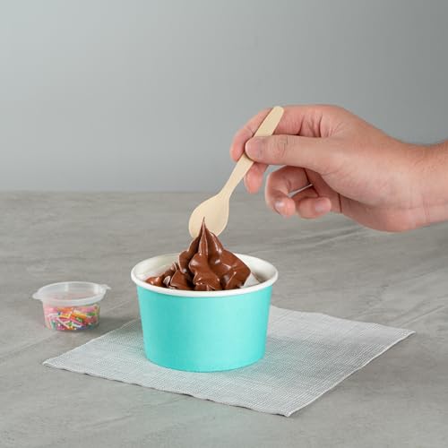 Image of Coppetta 12 Ounce Dessert Cups, 50 Disposable Ice Cream Cups - Lids Sold Separately, Sturdy, Turquoise Paper FroYo Bowls, Durable, For Hot And Cold Foods, Perfect For Gelato - Restaurantware