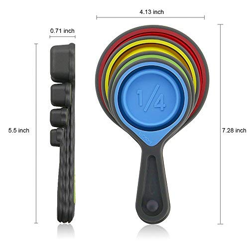 Measuring Cups And Spoons Set, Collapsible Measuring Cups, 8 Piece Measuring Tool Engraved Metric/Us Markings For Liquid & Dry Measuring, Space Saving, Bpa Free Silicone, Colorful #TOP4