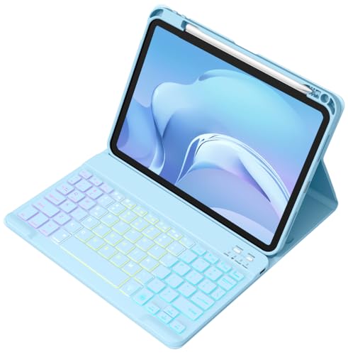 Image of Akkerds for iPad A16 Case with Keyboard -7 Colors Backlit Keyboard for iPad 10th Generation /iPad Air 11 Inch -Wireless Folio Cover for iPad Air 10.9 Inch /iPad Pro 11 Inch 2022 /2021 /2020-Shiny Blue