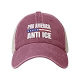 Ice Out Vintage Mesh Hats Pro America Anti Ice Washed Baseball Cap Fashion Graphic Cowboy Dad Hat Red