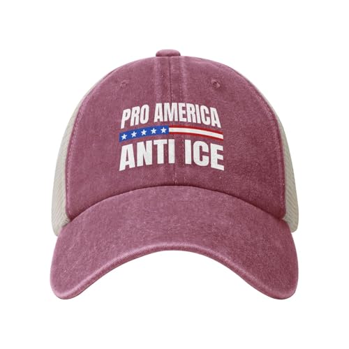 Ice Out Vintage Mesh Hats Pro America Anti Ice Washed Baseball Cap Fashion Graphic Cowboy Dad Hat Red