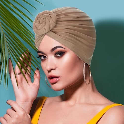 Image of SATINIOR 4 Pcs Head Wraps for Women | Soft Turban for Chemo and Hair Loss, Stretch Fabric For Most, Pre Knotted Design, African Style Head Band for Black Women