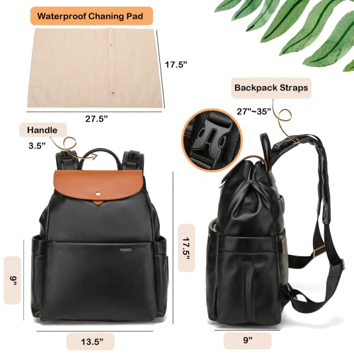 Yomiky Leather Diaper Bag Backpack For Women With Changing Pad And Multiple Pockets. Stylish And Functional #TOP4