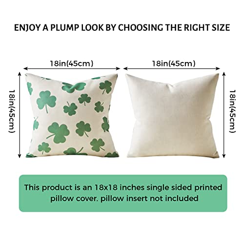 Topfinel Linen Green Decorative Throw Pillow Covers 18X18 Inch Set Of 2,Spring And Summer Shamrock Single-Sided Printed Cushion Cover,Outdoor Rustic Classical Square Pillows For Couch Sofa Patio,Beige #TOP5
