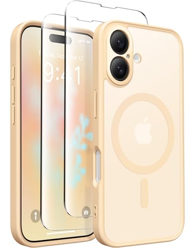 Coque magnétique mandarine pour iPhone 16 avec protection d'appareil photo