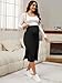 MARI GABRIEL Women's Maternity Sweater Skirt Ribbed Knit Stretchy Elastic Waist Over Belly Slit Pregnancy Bodycon Pencil Midi Skirts Small Black