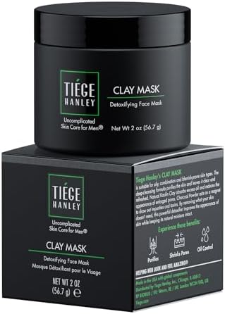 Tiege Hanley Facial Clay Mask for Men, Deep Pore Cleansing, 2 Oz