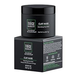 Tiege Hanley Detoxifying Facial Clay Mask for Men, Deep Pore Cleansing Charcoal Face Mask With Natural Kaolin Clay and Aloe, Absorbs Oil & Reduces Appearance of Pores, Men’s Skin Care, 2 Oz