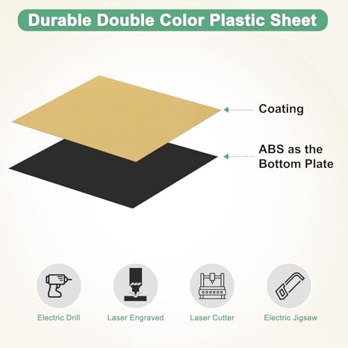 Image of M METERXITY 6-Pack Engraving Blank Materials Double Color 7x11 Inch, 1.3mm Thick ABS Plastic Sheet Yard Signs Name Plate for Door /Office /Home /Conference /Hotel /DIY Carving[Gold /Black]