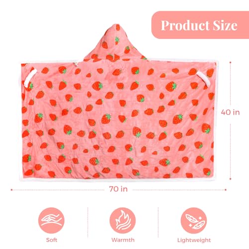 Wearable Heated Blanket Hoodie for Women, Valentines Day Gift for Her Wife Women, Electric Throw Blanket, Heated Shawl Wraps Poncho, Mothers Day Birthday Anniversary Day Gift, Strawberry Red by FAYKONCEN - Image 2