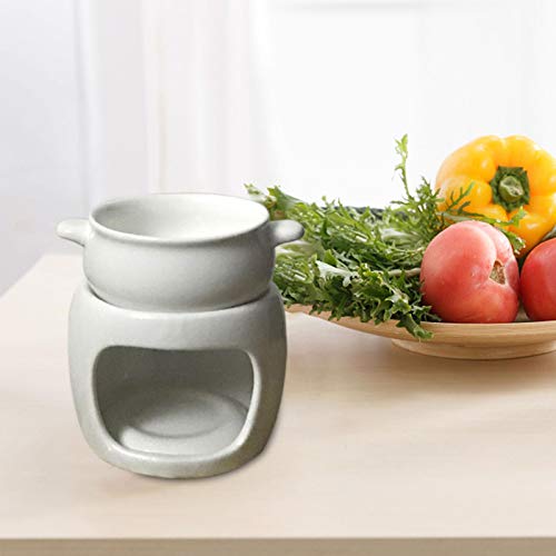 HEYJUDY Conjunto de fondue para fogão de cerâmica com aquecimento de manteiga, fogão de porcelana pr