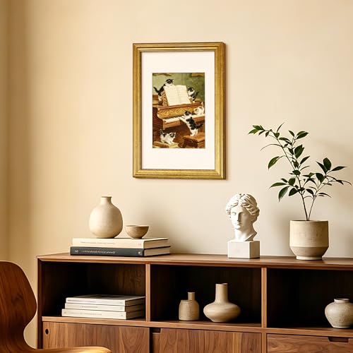 Image of upsimples 8x12 Picture Frame, Vintage Frames Decor, 1Pack Gold | Fit 6x8 and 8 x 12 Photo, Wall or Tabletop Display, Antique-style Decoration, Rustic Farmhouse Decor, For Weddings