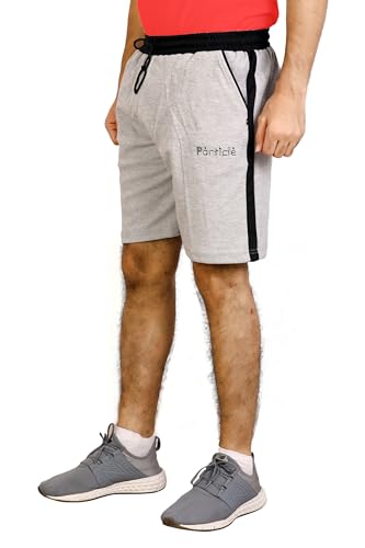 Image of Particle Men's Plus Size Big Size Bermuda Shorts | 230 GSM Ribbed Cotton Half Pant for Men with Deep Side Pockets | Sizes XL-5XL (34-52 Inch Waist)