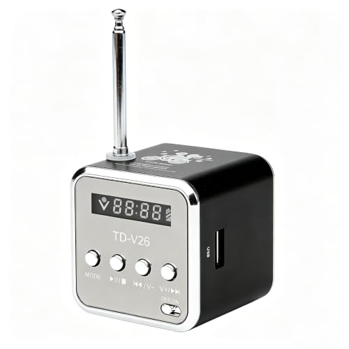 Mini altavoz Bluetooth, mini radio FM portátil digital, mini altavoz USB, tarjeta TF, reproductor de audio MP3 (negro)