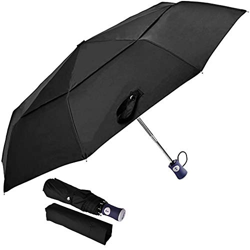 Cuby UV Sun Umbrella Compact Folding Travel Umbrella Auto Open and Close for Windproof, Rainproof & 99.9% UV Protection Parasol with Black Anti-UV Coating (Black)