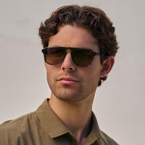 Image of WearMe Pro Polarized Modern Aviator One-Bridge Square Mens Sunglasses