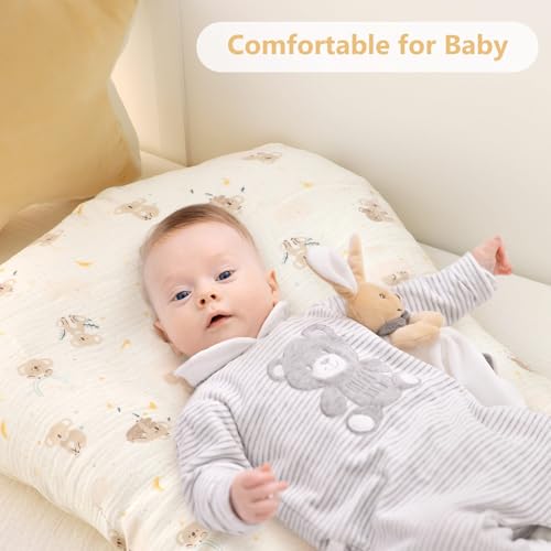 Image of Pea Pod Muslin Baby Lounger Cover 2 Pack Cotton Slipcover, Soft Breathable Infant Lounger Covers Only for Newborn Baby Nest Lounger Sheets for Cozy Naps 0-12 Months(Koala)