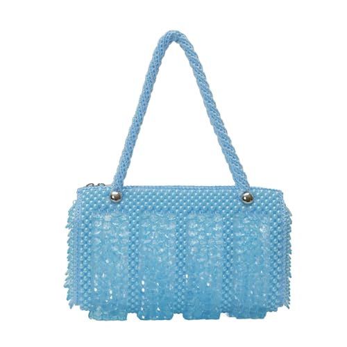 Sac à main tissé pour femmes avec paillettes perlées et sac à bandoulière unique d'été