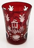  Oberstdorfer Glashütte Egermann Cristal de bohême Antique Verre Liqueur, Verre a Shot Verre Rouge Rubis Souffle a la Bouche taillés à la Main Collection en Verre Cristal Hauteur Environ 5,5 cm
