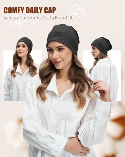 choshion 100% Cotton Lightweight Summer Hats for Women Men, Ultra Thin Slouchy Beanie Hat Oversizes T-Shirt Beanies Chemo Cap — view 3