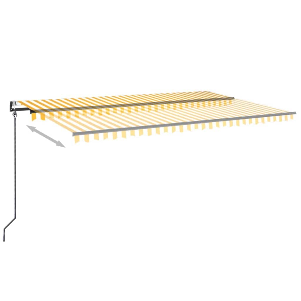 Toldo automático con iluminación LED y sensor de viento, 500 x 350 cm, marco de aluminio recubierto de polvo, protección solar impermeable y resistente a los rayos UV para jardín, balcón