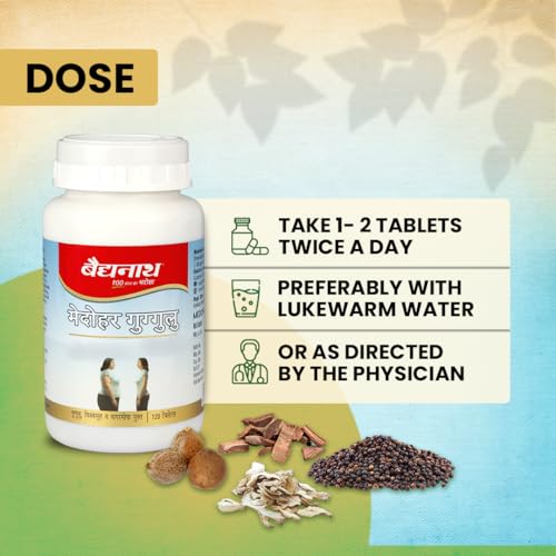 Image of BAIDYANATH AYURVED Medohar Guggulu Tablets, Enriched with Guggulu, Chitrakmool and Nagarmotha- 120 Tab (Pack of 3)