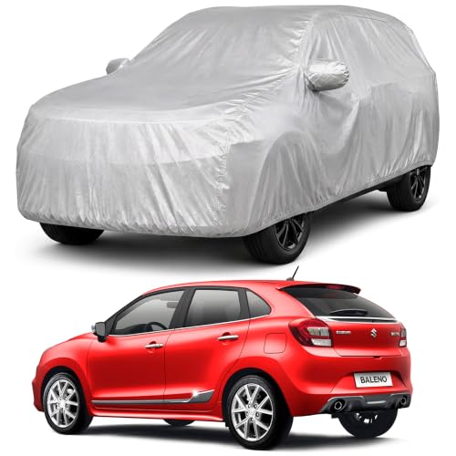 Image of AutoStory Baleno Car Cover | Dustproof Lightweight Car Body Cover | Custom Fit for Maruti Baleno 2015-2021 | Mirror Pocket | Lightweight | Indoor & Outdoor | Mirror Pockets, Elastic Bottom