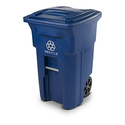 Toter 025564-R1BLU Residential Heavy Duty 2-Wheeled Recycling Can with Attached Lid, 64-Gallon, Blue by Toter - Used condition - US$226.40
