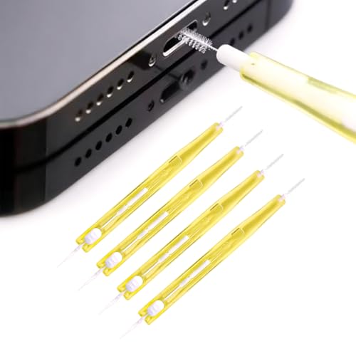 YAZWUR Lot de 4 Mini Brosses de Nettoyage pour Port de Charge, Kit de Nettoyage Push Pull, Portable pour Trous de Téléphone et Petites Ouvertures, Élimination
