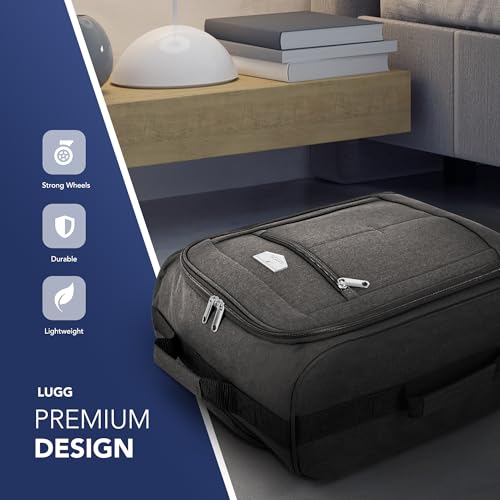 LUGG Lightweight Cabin Size Luggage - Durable 600D Snowflake Polyester - Push Up Trolley, Strong Wheels - Easyjet, Ryanair, British Airways - Overhead Locker (45x36x20cm) - Image 4
