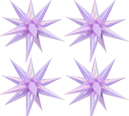 Iridescent Lilac Explosion Star Balloons Holographic Lilac Balloons for Lilacs Baby Shower Party Decor Alice Party Decorations Lilacs Party Decorations Fairy Birthday Decor Girls Women Purple Wedding