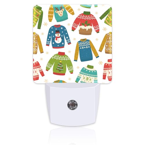 Image of Christmas Ugly Sweaters Night Light for Kids, Winter Holiday Sweaters Night Light Plug in with Dusk to Dawn Sensor, 0.5w Energy Saving Sleep Friendly Nightlight for Hallway Stairway Kitchen Bedroom