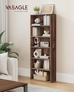 VASAGLE 6-Tier Bookshelf, Storage Organizer, 23.6 x 9.4 x 63.2 Inches — photo 2 of 6