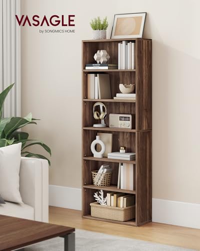 Image of VASAGLE CUSTOS Collection - Bookshelf, 6-Tier Bookcase, Book Shelf, Open Storage Shelf, 9.4 x 23.6 x 63.3 Inches, for Living Room, Home Office, Dining Room, Natural Walnut ULBC166K01