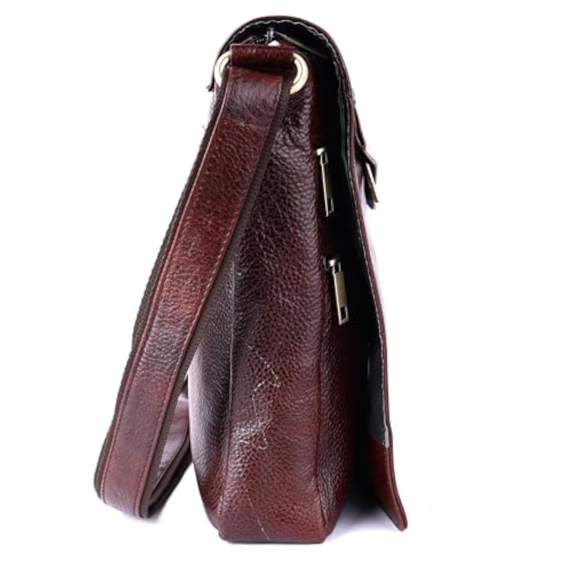 Green Hide Falcon Crest Leather Sling Messenger