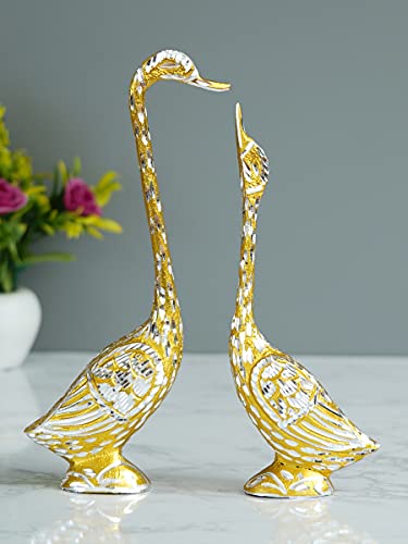 Image of eCraftIndia Silver Golden Metal Kissing Swan Couple Showpiece Love Birds Statue for Home Decor Valentine Gift for Girlfriend Boyfriend Husband Wife Her Him Valentine Day Decoration Items
