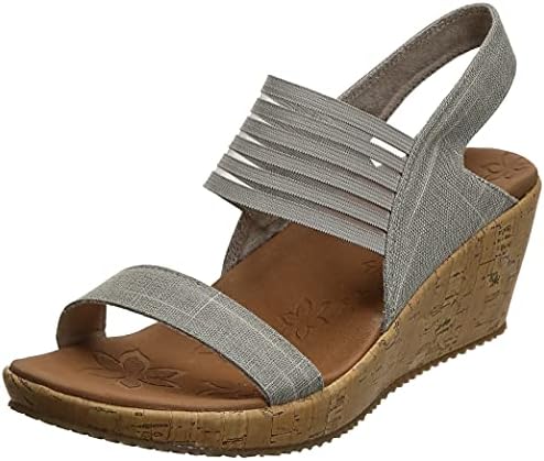 Skechers Cali Women's Beverlee-Smitten Kitten Wedge Sandal,Taupe Cork, 11 B - Medium