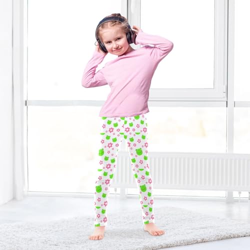 Girls Leggings Size 4T Frog Flowers Stretchy Tights Girl Clothes Comfortable Pants for Dance Running4