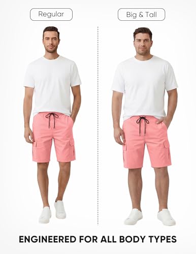 Image of JMIERR Mens Casual Cotton Twill Cargo Shorts Drawstring Classic Chino Stretch Short with 6 Pockets