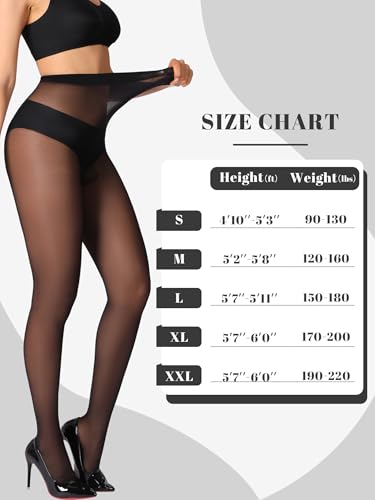 HONENNA 2 Pairs Sheer Tights for Women Ultra Thin Reinforced T Crotch Control Top Pantyhose Stockings