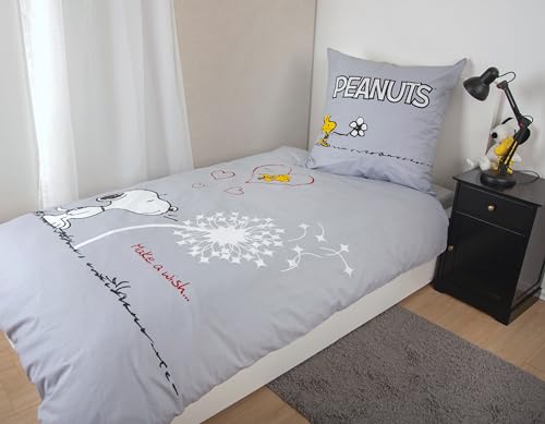 Ropa de cama Snoopy Peanuts 135x200 de algodón con cremallera para cama individual 3