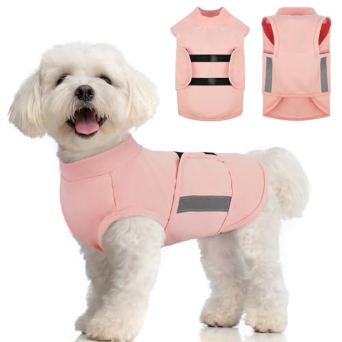 Image of MIGOHI Dog Anxiety Relief Coat,Comfort Anxiety Vest for Dogs,Adjustable Dog Anxiety Calming Wrap for Fireworks,Travel,Separation,Anxiety Jacket for Medium Dogs,M,Pink