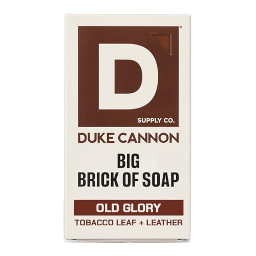Duke Cannon Big Brick of Soap, Old Glory | 10oz Triple-Milled Bar Soap for Men | Long-Lasting, Masculine Scent of Leather and Tobacco Leaf | Natural Oils | Supports U.S. Veterans