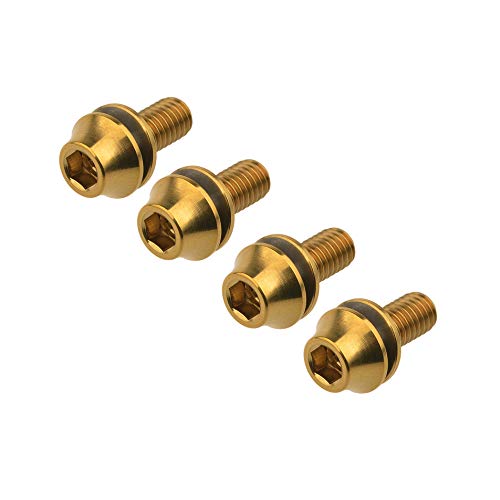 Wanyifa Titanium M5x12mm with Washers Bicycle Water Bottle Cage Hex Bolts Pack of 4 (Gold) - Thumbnail 2