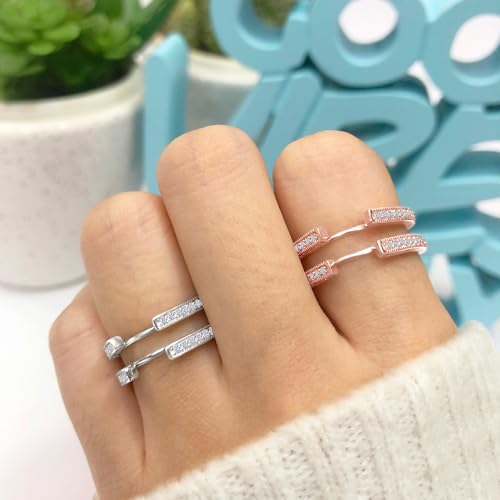 AFFY Engagement Wedding Ring for Women, Cathedral Ring Guard Enhancer With Diamond Solitaire Ring In 14K Rose Gold Over Sterling Silver With Cubic Zirconia, Ring Size -5.5 by AFFY - Image 3